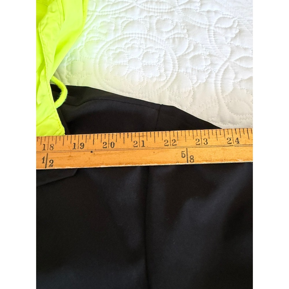 NWT UliA Black & Neon Yellow Hooded Trench Coat Belted Puff Sleeve, Size 1X-2X. - Picture 9 of 10